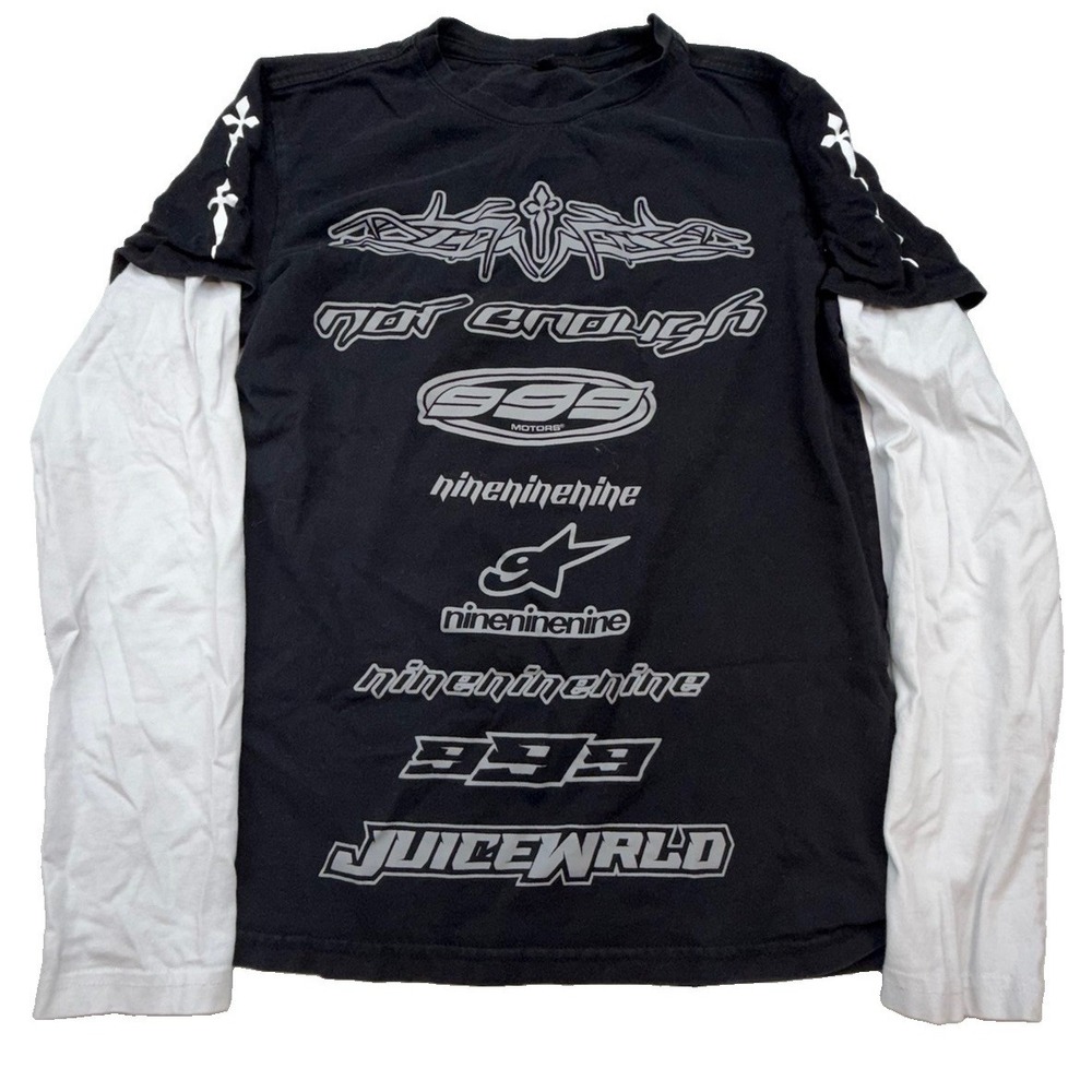Revenge X Juice Wrld 999 "Not Enough" Graphic Layered Long Sleeve Tee Size Small